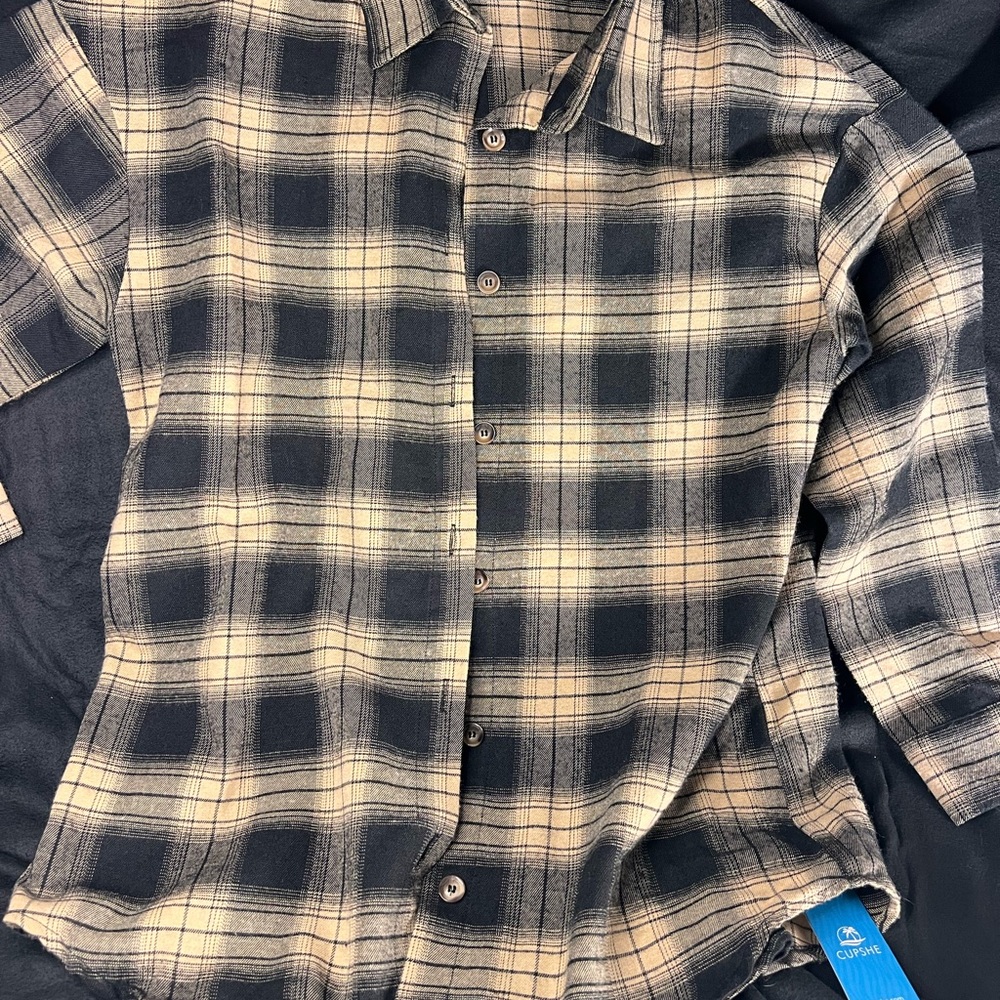 Cupshe women’s Plaid Shirt - Black and Tan